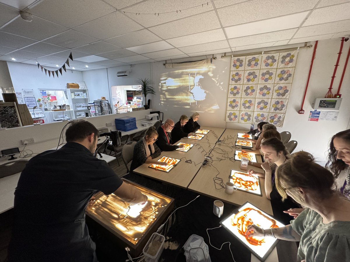 Workshop group at individual light tables